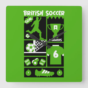 British Soccer    Square Wall Clock