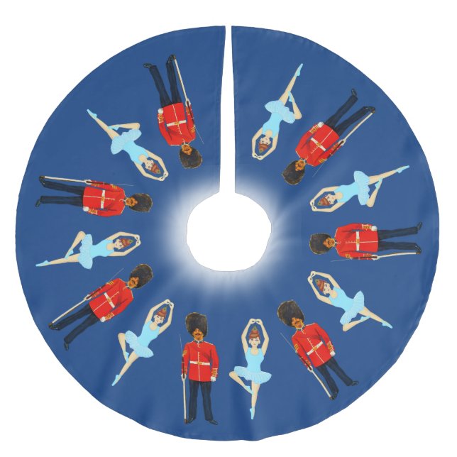 British soldiers and dancing fairy on blue brushed polyester tree skirt (Front)