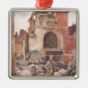British Soldiers in the Ruins of Peronne, 1917 Metal Ornament