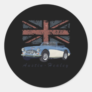 British Sports Car Austin-Healey With Union Flag Classic Round Sticker