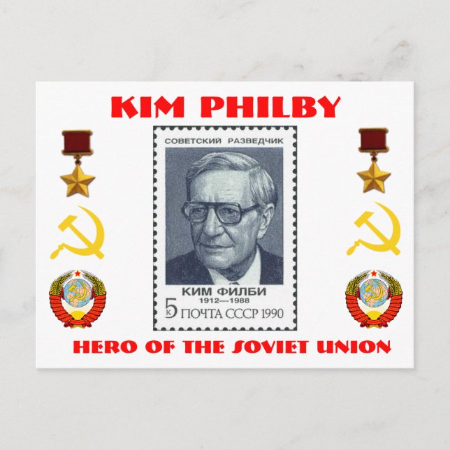 British Spy Kim Philby, Hero of the Soviet Union Postcard (Front)