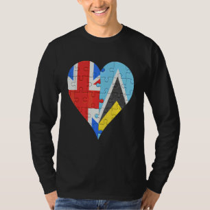 British St Lucian Flag Heart T-Shirt
