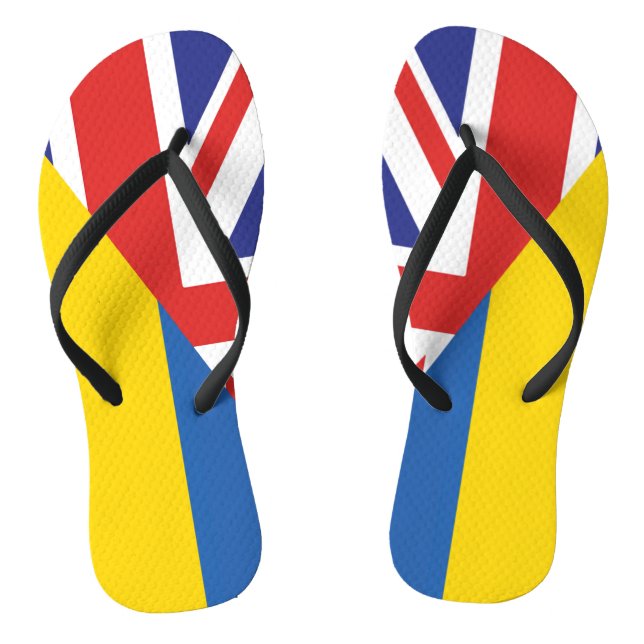 British support towards Ukraine Sherpa Blanket Flip Flops (Footbed)