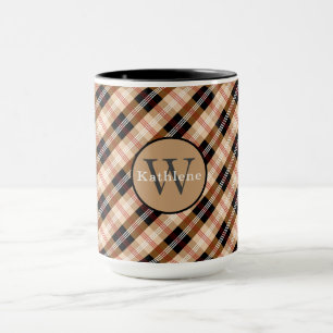British tartan with nameplate and monogram mug