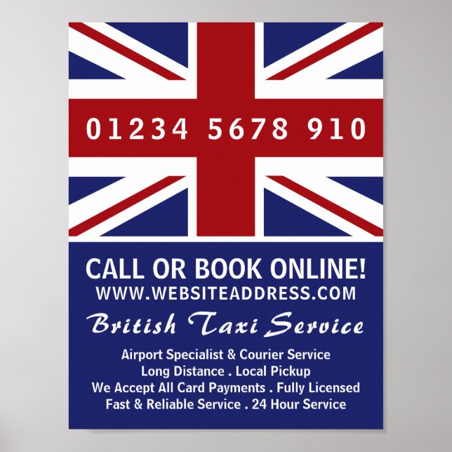 British Taxi Firm Flag Advertising Poster (Front)