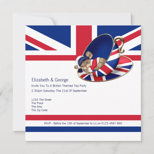 British Tea Party Invitation (Front)