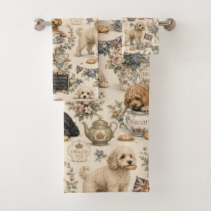 British Tea Room Cockapoo Bathroom Towel Set