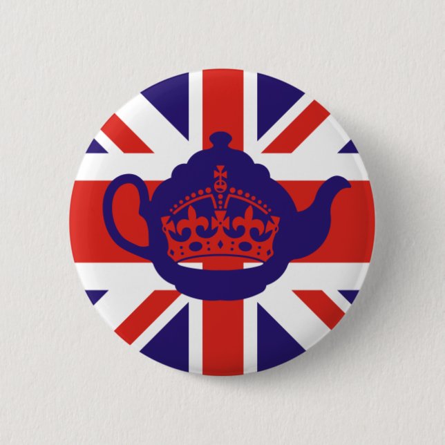 British Teapot Flag 2 Inch Round Button (Front)