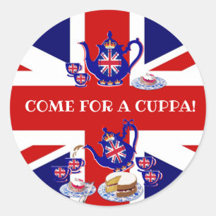 British Teatime Invitation Classic Round Sticker