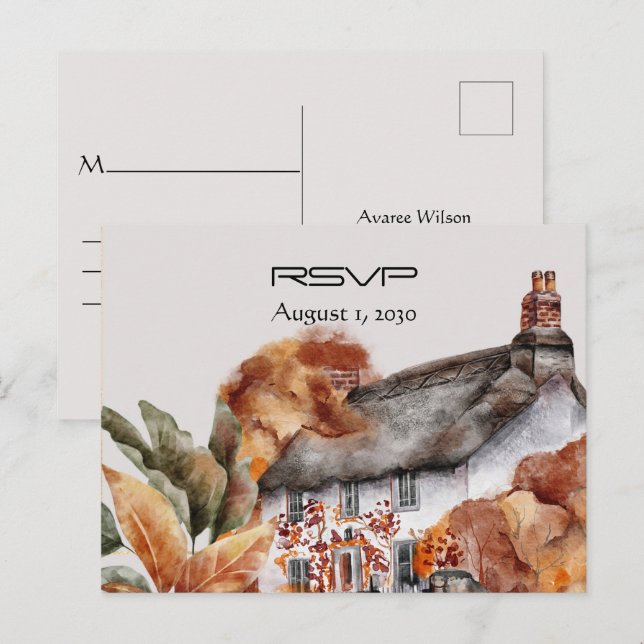 British Thatched Cottage RSVP Postcard (Front/Back)