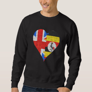 British Ugandan Flag Heart Sweatshirt