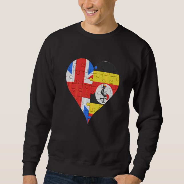 British Ugandan Flag Heart Sweatshirt (Front)