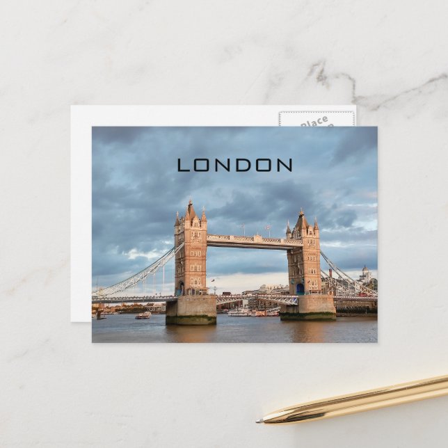 British UK London Tower Bridge Boats Travel Postcard (Front/Back In Situ)