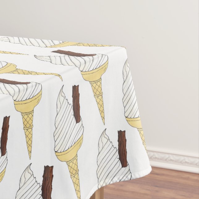 British UK Soft Serve Ice Cream Van Vanilla Cone Tablecloth (In Situ)