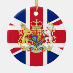 British Union Flag and Royal Crest Ceramic Ornament