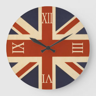 British Union Flag Roman Numerals Large Clock