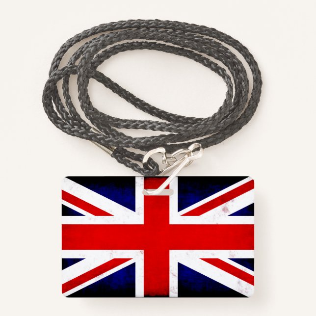 British Union Jack Flag Badge (Front with Lanyard)