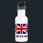 British Union Jack flag custom drink water bottle<br><div class="desc">British Union Jack flag custom drink water bottle. Personalized stainless steel water bottles. Custom shiny metal water bottle in many colours. Great for sports teams and outdoor activities. Use in basketball, baseball, football, tennis, soccer, volleyball, hiking, walking, camping, running, track and field, travel etc. Personalize with your own name, jersey...</div>