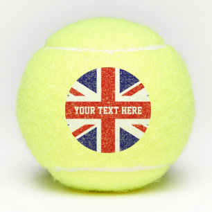 British Union Jack flag custom printed yellow Tennis Balls