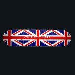 British Union Jack flag custom skateboard deck<br><div class="desc">Patriotic British Union Jack flag custom name skateboard deck. Cool wooden skate board design for boys and girls. Fun Birthday gift idea for kids. Personalize with custom name or monogram letters. Awesome Birthday gift idea for children, son, grandson, nephew, cousin, daughter, sister, brother, friends etc. Modern typography template. Custom background...</div>