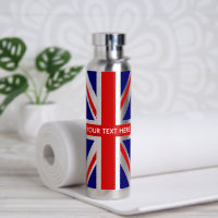 British Union Jack flag custom water bottle
