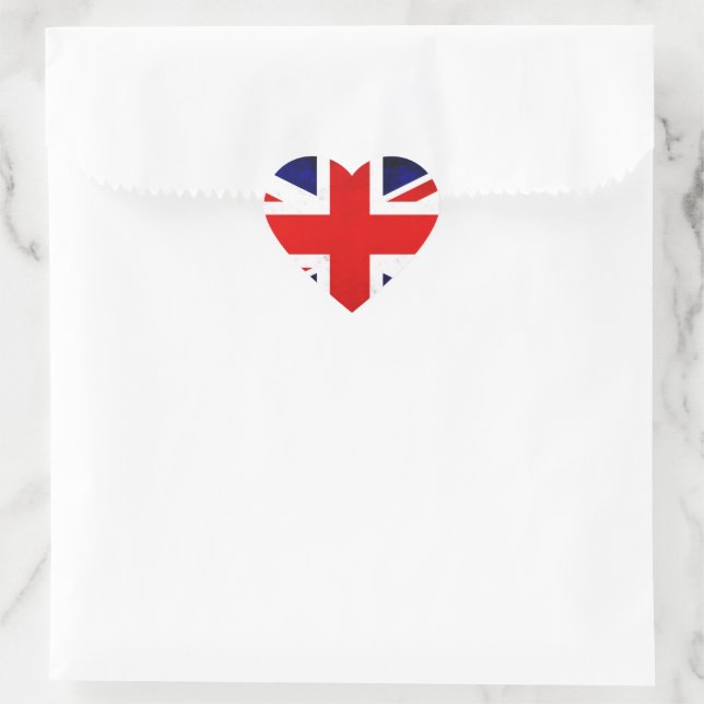 British Union Jack Flag Heart Sticker (Bag)
