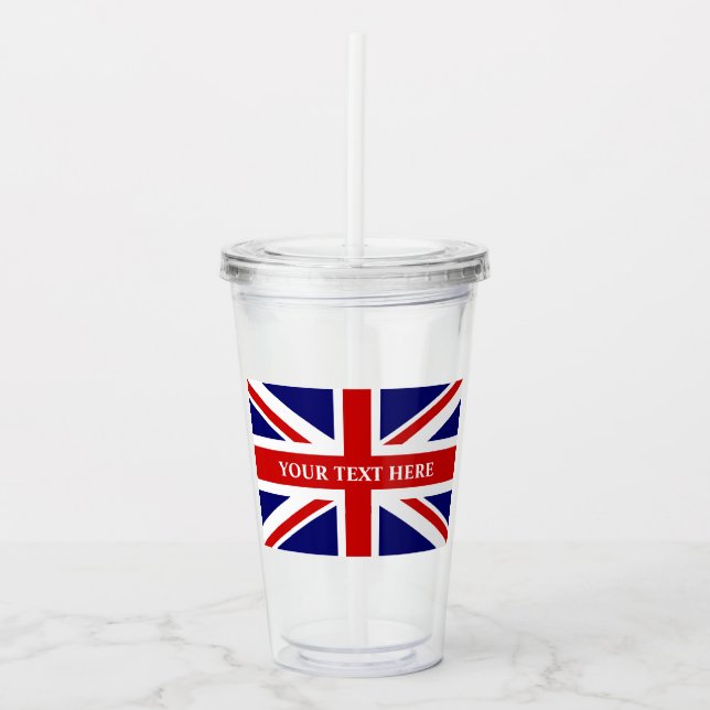 British Union Jack flag of United Kingdom custom Acrylic Tumbler (Front)