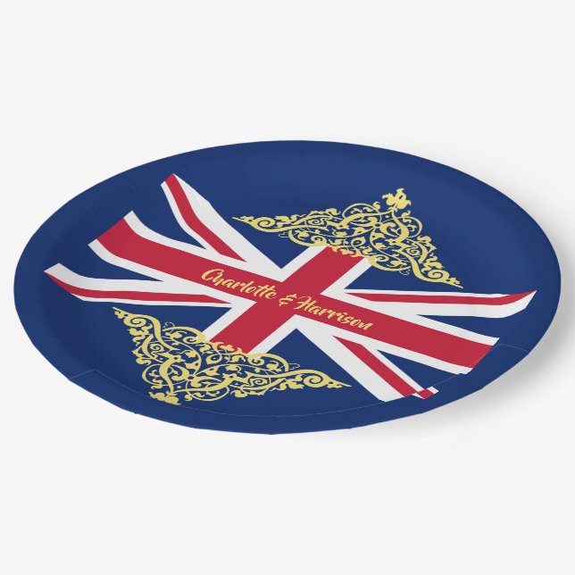 British Union Jack Flag Patriotic Wedding Paper Pl Paper Plate (Angled)