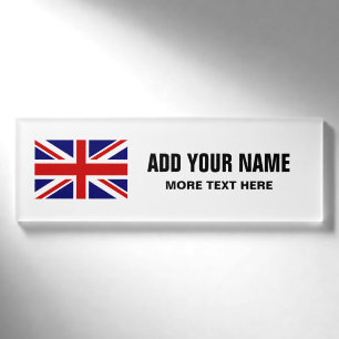 British Union Jack flag personalized name tags