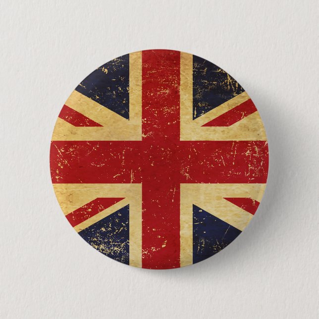 British Union Jack Flag Vintage Button (Front)