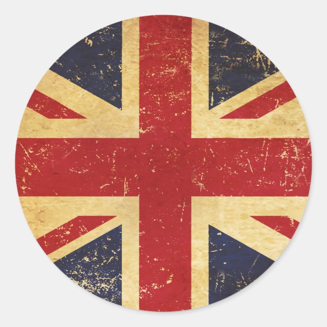 British Union Jack Flag Vintage Classic Round Sticker (Front)