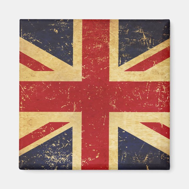 British Union Jack Flag Vintage Grunge Magnet (Front)