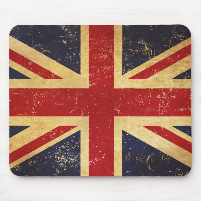 British Union Jack Flag Vintage Grunge Mouse Pad (Front)