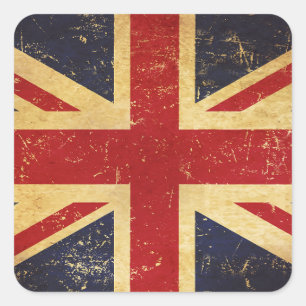 British Union Jack Flag Vintage Square Sticker