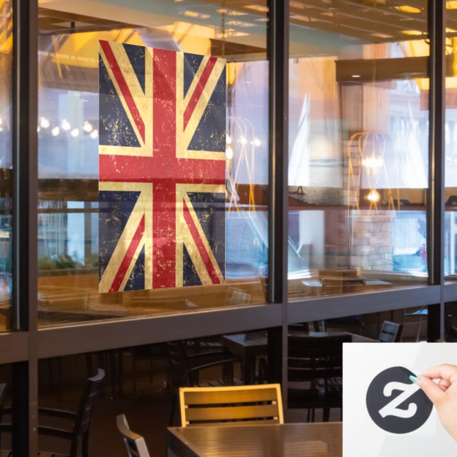 British Union Jack Flag Vintage Window Cling (Restaurant Window)