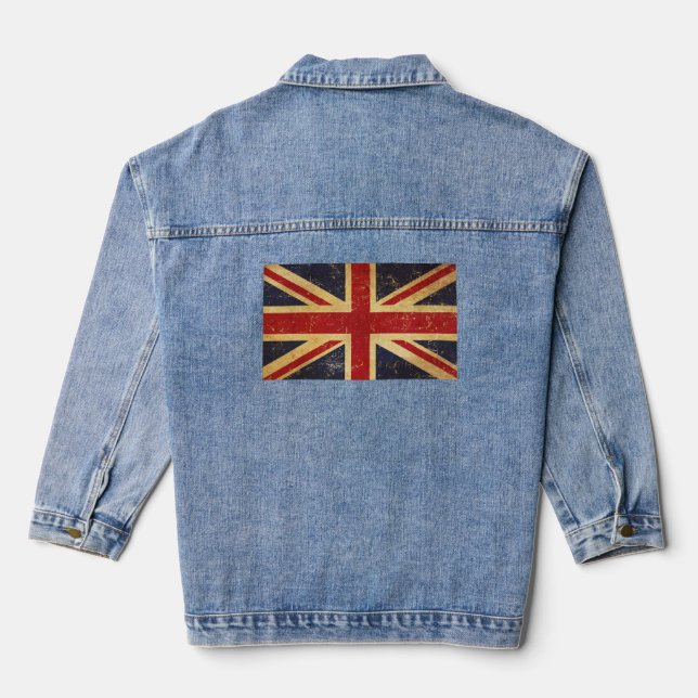 British Union Jack Flag Vintage Women's Denim Jacket (Back)