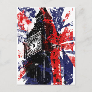 British Union Jack Flag Vintage Worn Postcard