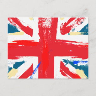 British Union Jack Flag Vintage Worn Postcard