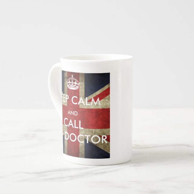 British Union Jack Keep Calm and Call the Doctor Bone China Mug (Front Left)