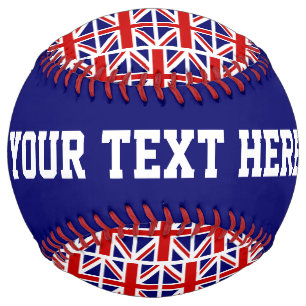 British Union Jack softball gift with custom text