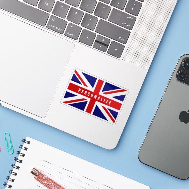 British Union Jack UK flag vinyl laptop Sticker (Laptop w/ iPhone)