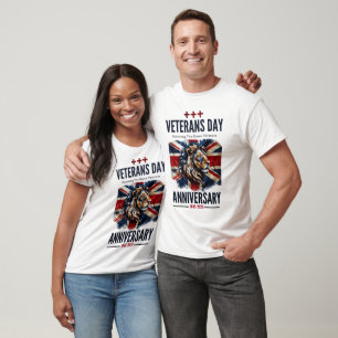 British Veterans Day Lion Union Jack Anniversary T T-Shirt