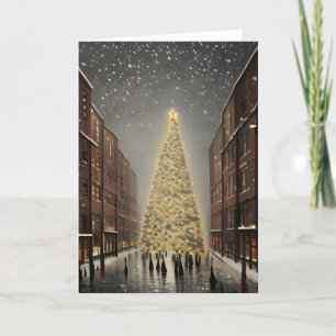 British Victorian Christmas with Gold Tree Holiday Card