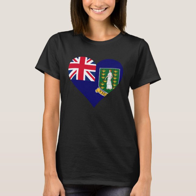 British Virgin Islands Flag Heart Love T-Shirt (Front)