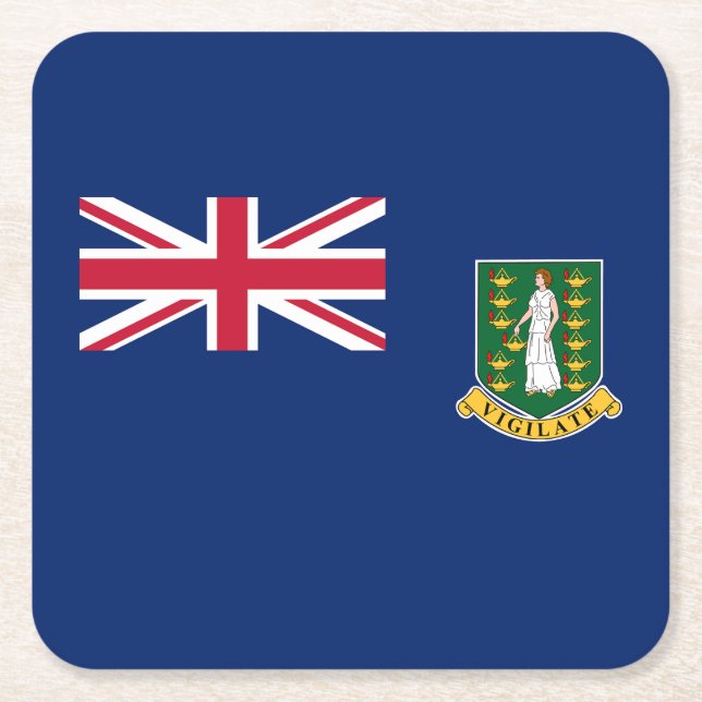 British Virgin Islands Flag Square Paper Coaster (Front)