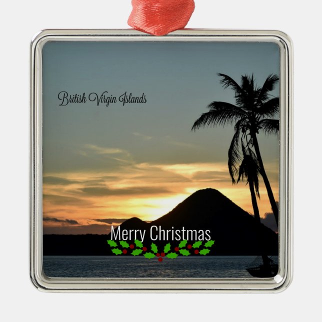 British Virgin Islands, Sunset, Christmas holidays Metal Ornament (Front)