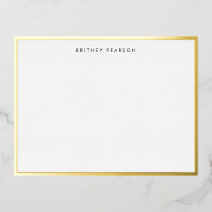 Britney Gold Foil Border Personalized Stationery Invitation Postcard