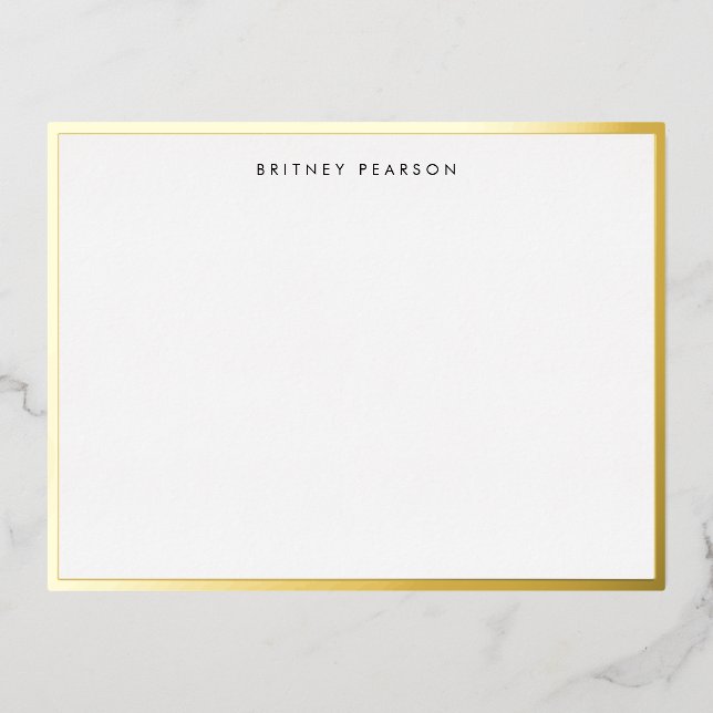 Britney Gold Foil Border Personalized Stationery Invitation Postcard (Front)
