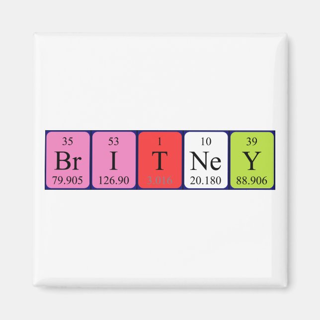 Britney periodic table name magnet (Front)