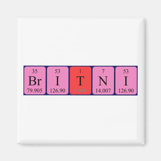 Britni periodic table name magnet (Front)